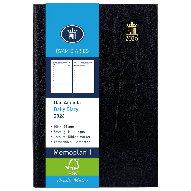 Agenda 2027 ryam memoplan 1 mundior 1d/1p zwart de Ryam – photo produit