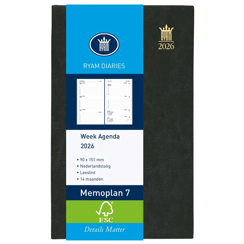 Agenda 2027 ryam memoplan 7 mundior 7d/2p zwart by Ryam – product photo