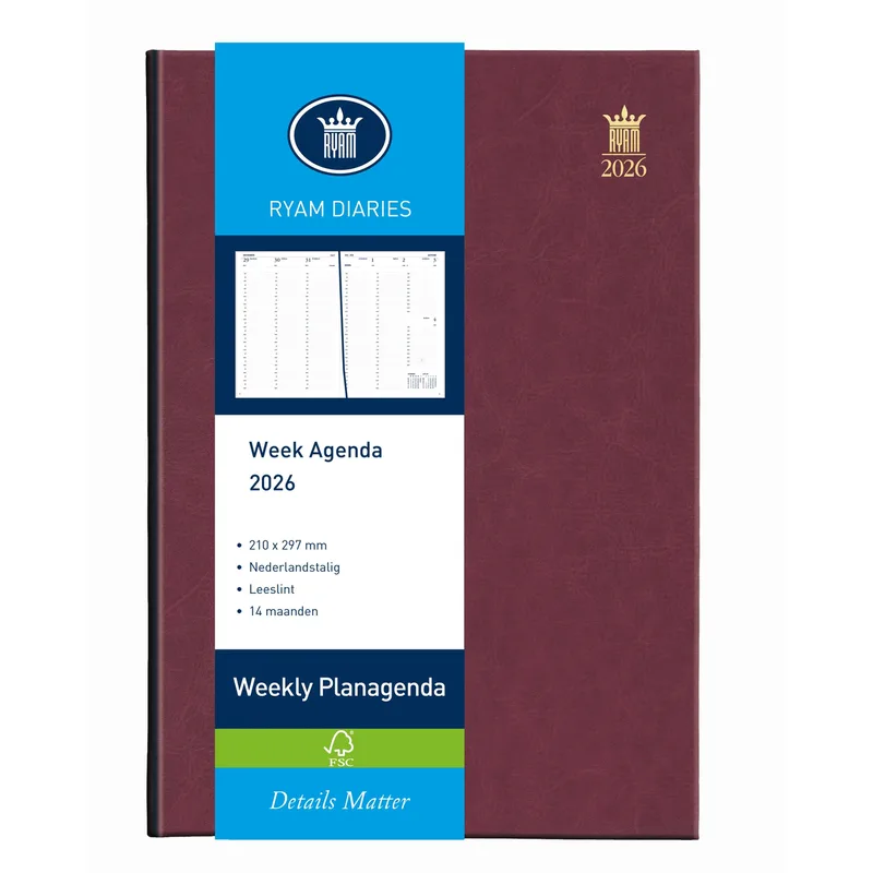 Agenda 2027 ryam weekly 7d/2p bordeaux by Ryam – product photo