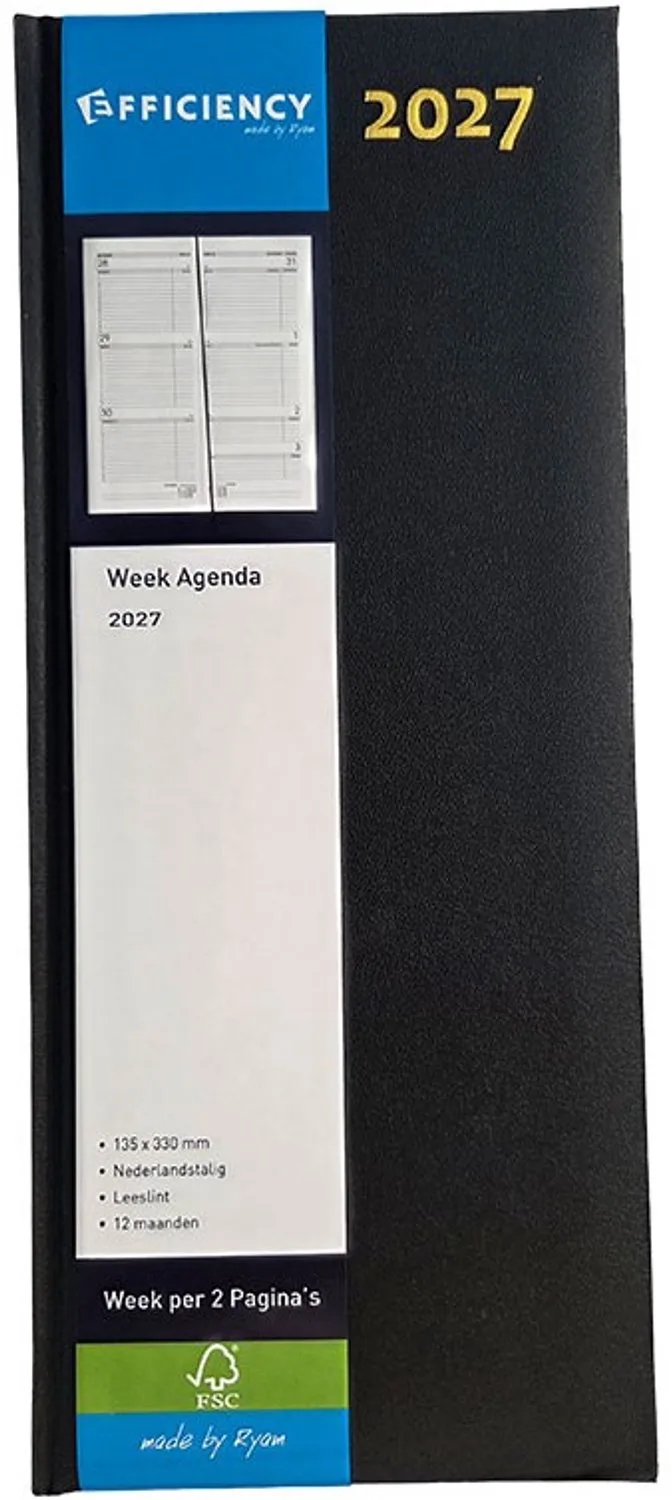 Bureau Agenda 2027 - LANG - 1 week op 2 pagina's (13.5cm x 33cm) de Ryam en Noir – photo produit