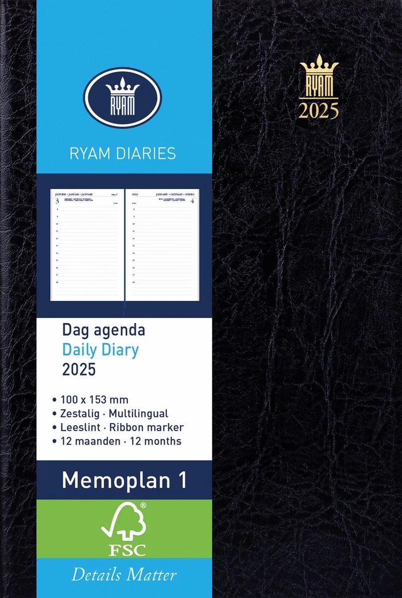 Bureau Agenda 2027 Memoplan 1 Zachte Kaft (10cm x 15.3cm) van Ryam in Zwart – productfoto
