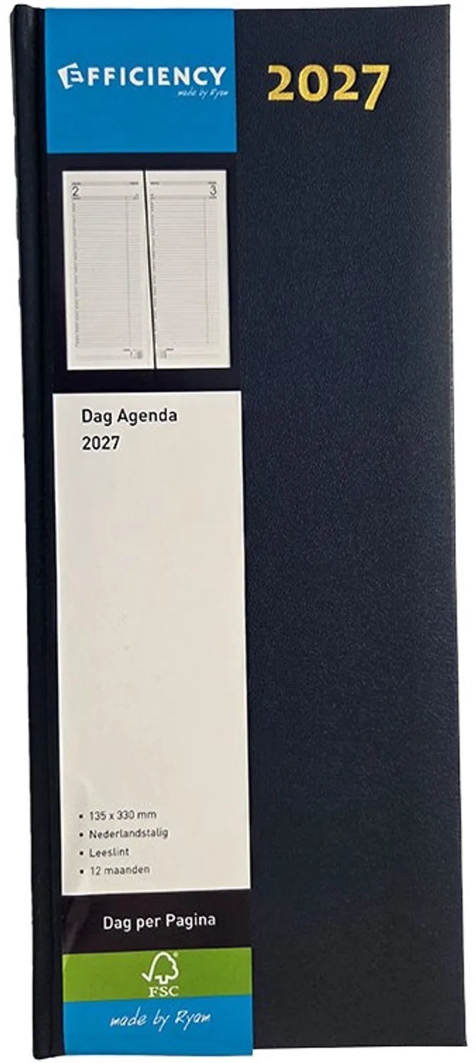 Bureau Agenda LANG - Made by Ryam - 1 dag per pagina - (13.5cm x 33cm) van Ryam in Blauw – productfoto