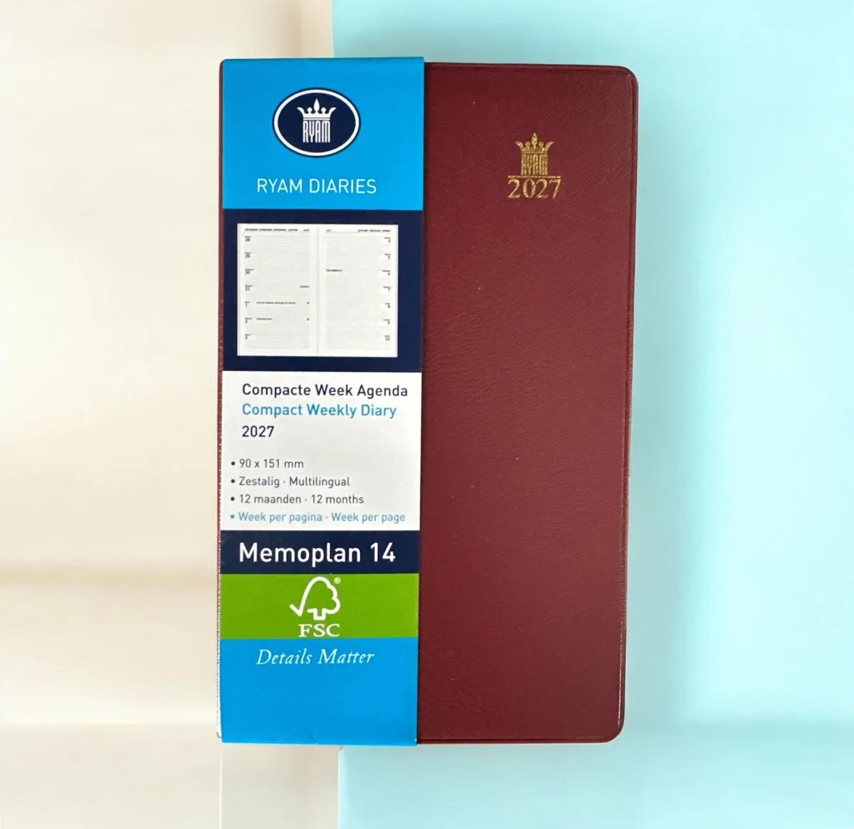 Zakagenda 2027 - Memoplan 14 (15cm x 9cm) fra Ryam i Bordo – produktbillede