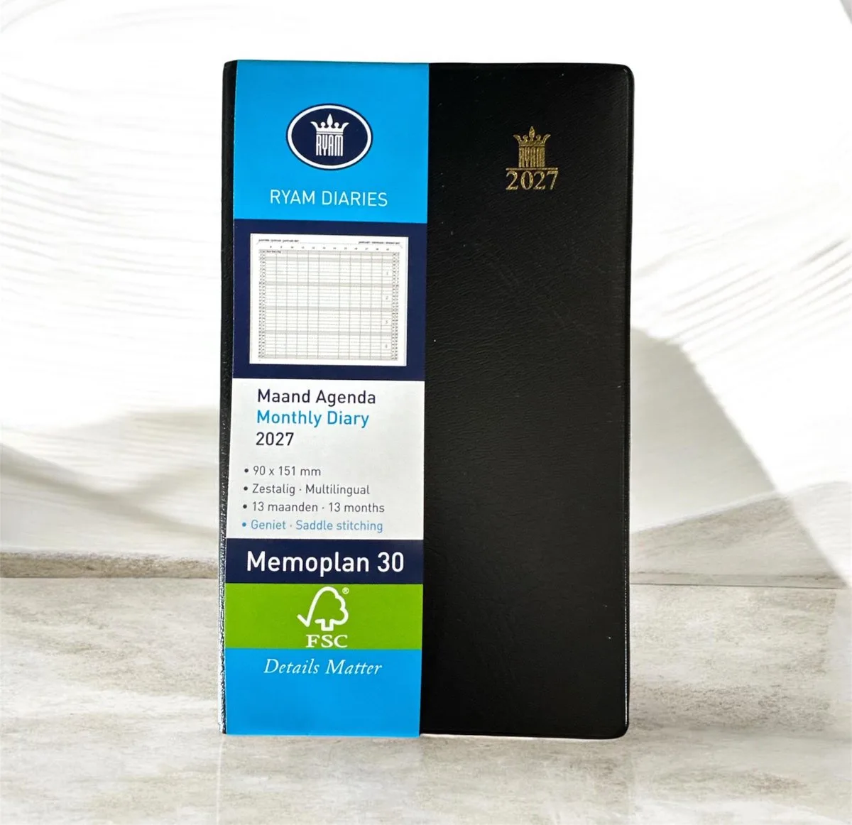 Zakagenda 2027 - Memoplan 14 (15cm x 9cm) fra Ryam i Sort – produktbillede