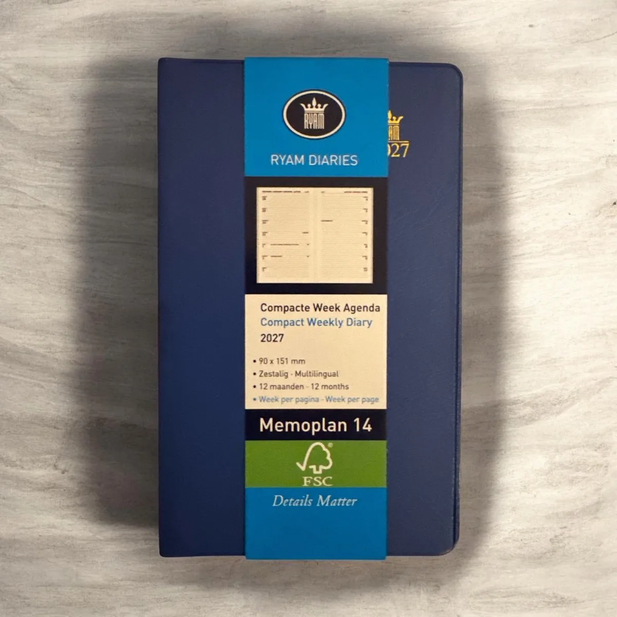 Zakagenda 2027 - Memoplan 14 (9cm x 15cm) fra Ryam i Blå – produktbillede
