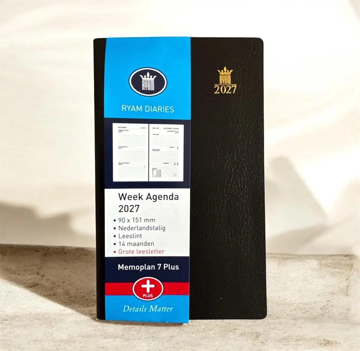 Zakagenda 2027 Memoplan 7 - Grootletter Agenda - Zachte Kaft ( 9cmx15cm) fra Ryam i Flerfarvet – produktbillede