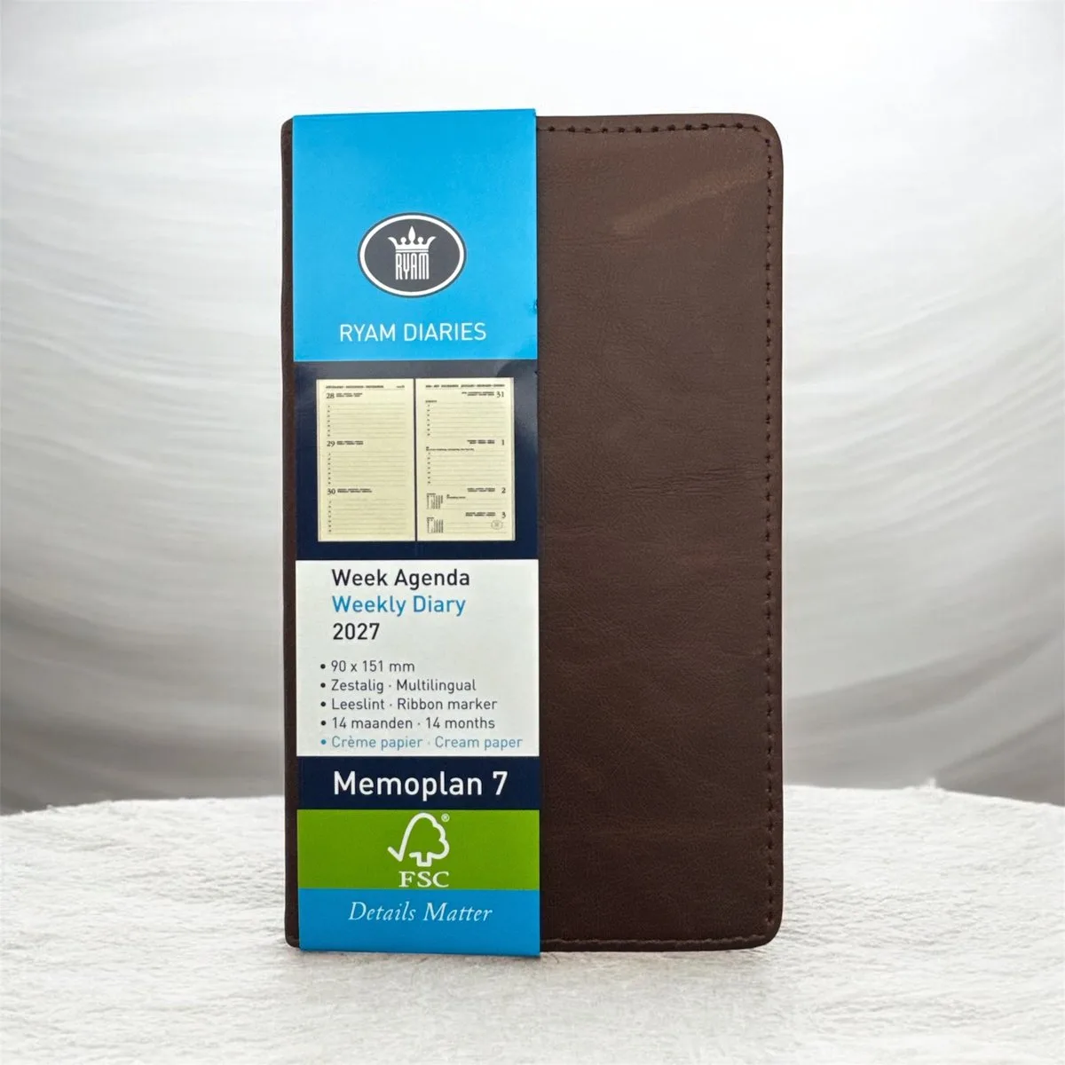 Zakagenda 2027 - Memoplan 7 LEDER - Creme Papier (9cmx15cm) fra Ryam i Flerfarvet – produktbillede
