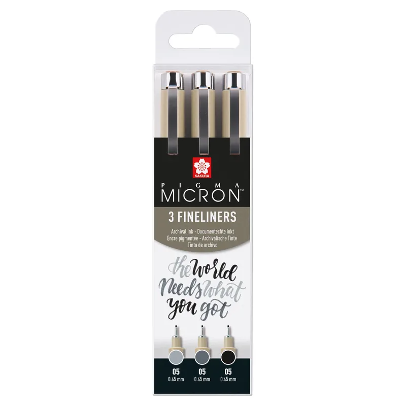 Fineliner sakura pigma micron 05 set zw gr 3 maten | 6 stuks de Sakura – photo produit