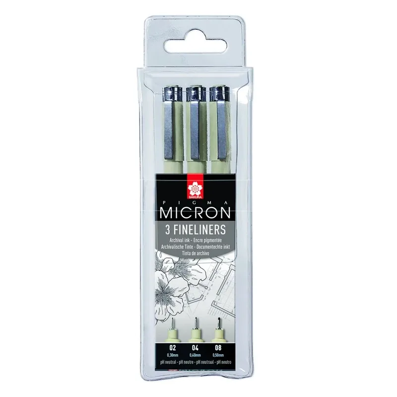 Fineliner sakura pigma micron 3 breedtes zwart | 6 stuks by Sakura – product photo