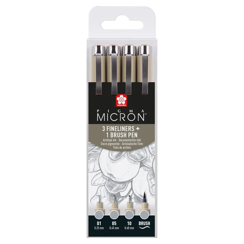 Fineliner sakura pigma micron lichtgrijs 4 maten | 6 stuks by Sakura – product photo