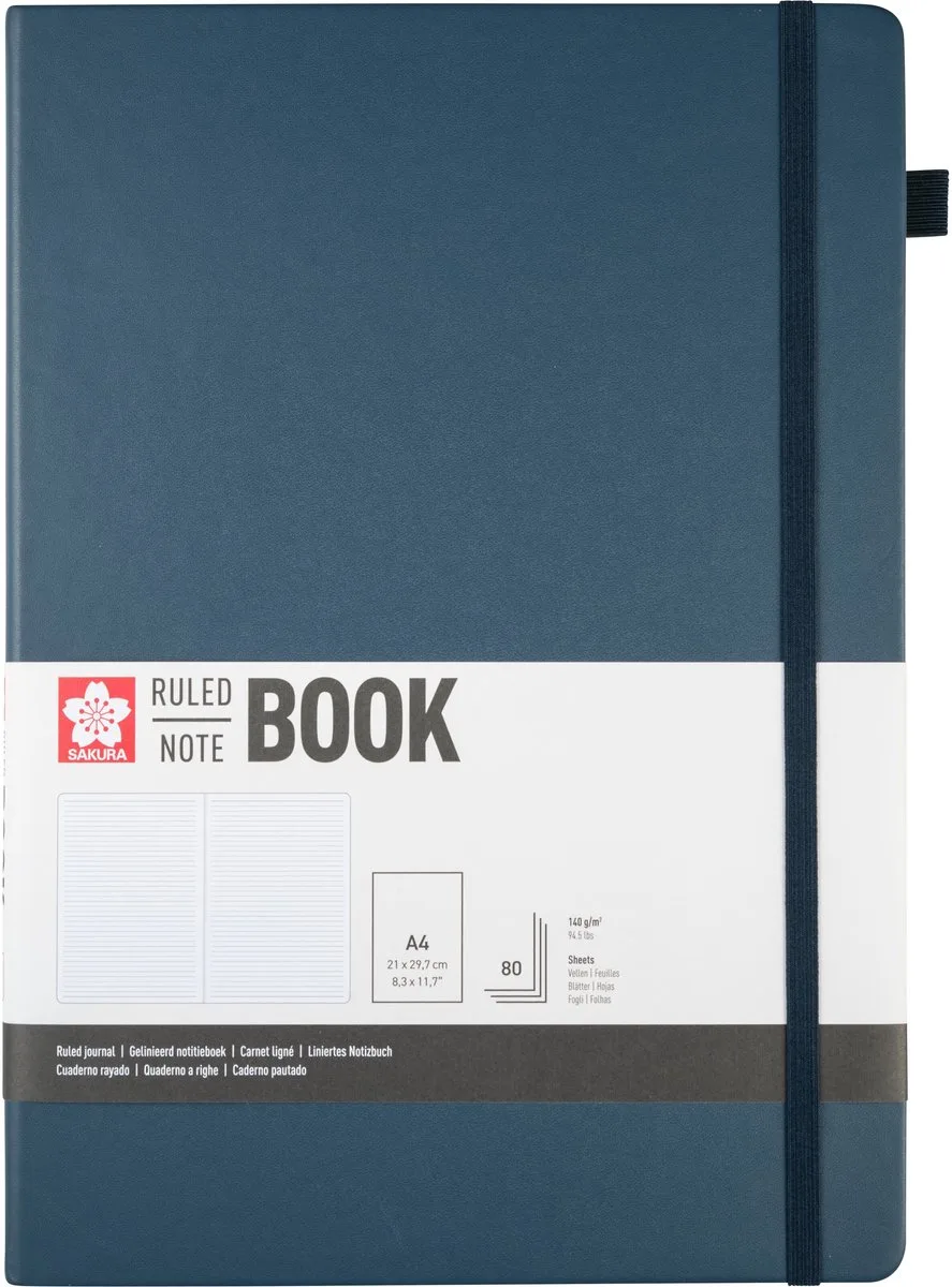 gelijnd harde kaft notitieboek A4 van Sakura in Donker indigo – productfoto
