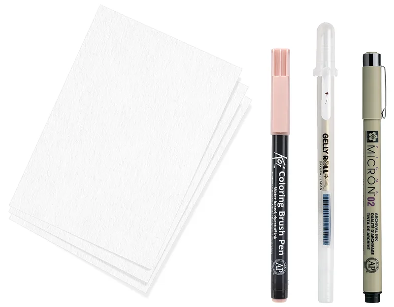 Kreativ-Set Kirschblüte, 3 Stifte + Papier von Sakura – Produktfoto