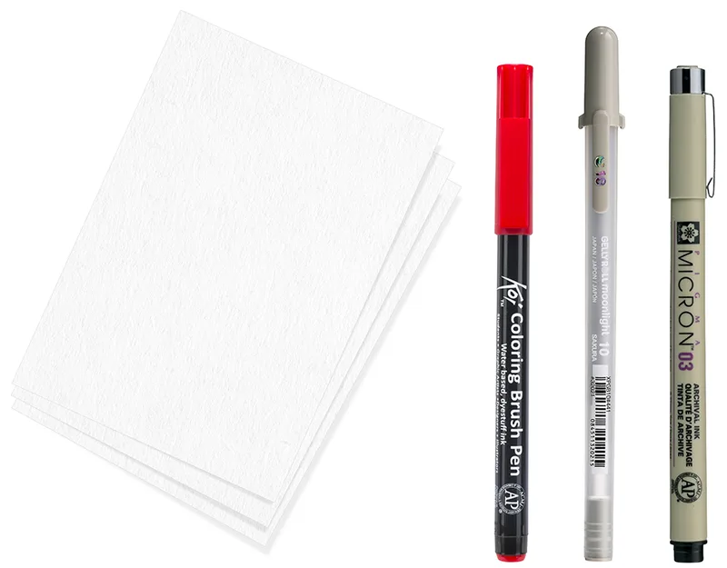Kreativ-Set Samurai, 3 Stifte + Papier by Sakura – product photo