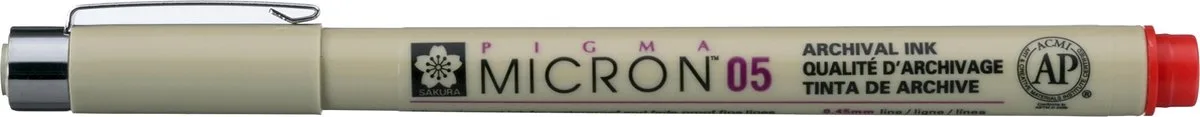 Micron 05 pen rood von Sakura in Weiß – Produktfoto