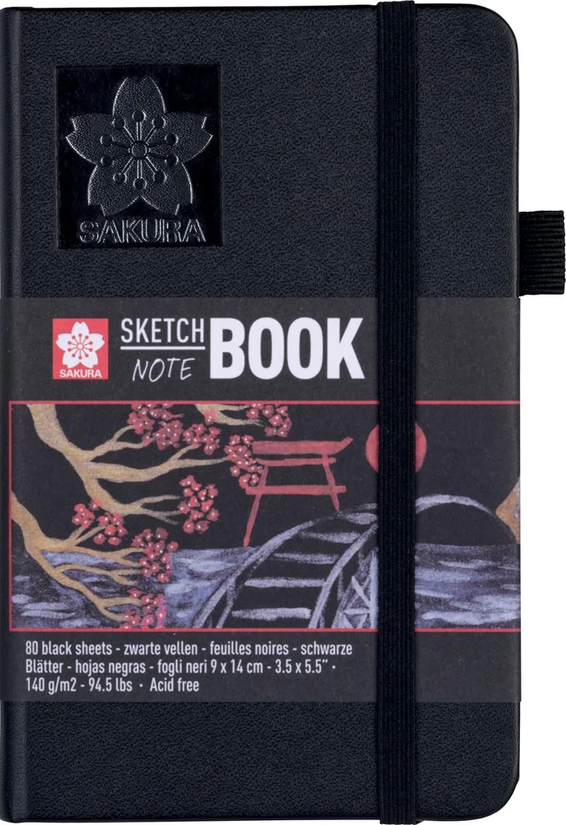 schetsboek, 140 g/m², ft 9 x 14 cm, zwart, 80 vel van Sakura – productfoto