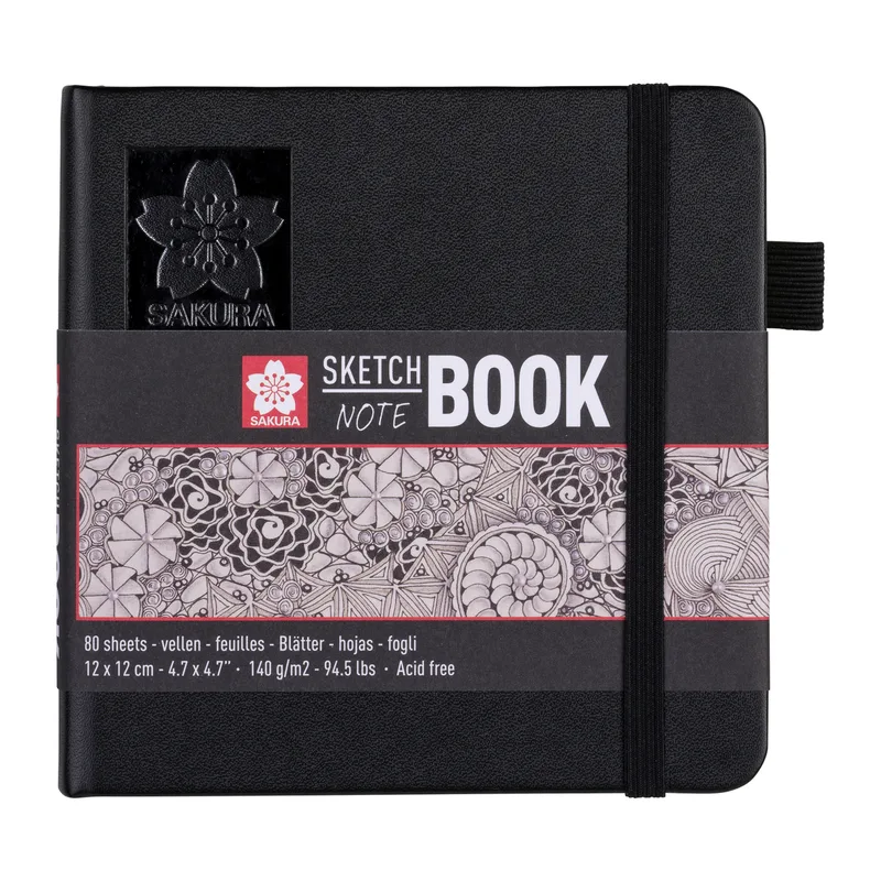 Schetsboek sakura 80 witte vellen 120x120mm zwart | 5 stuks de Sakura – photo produit