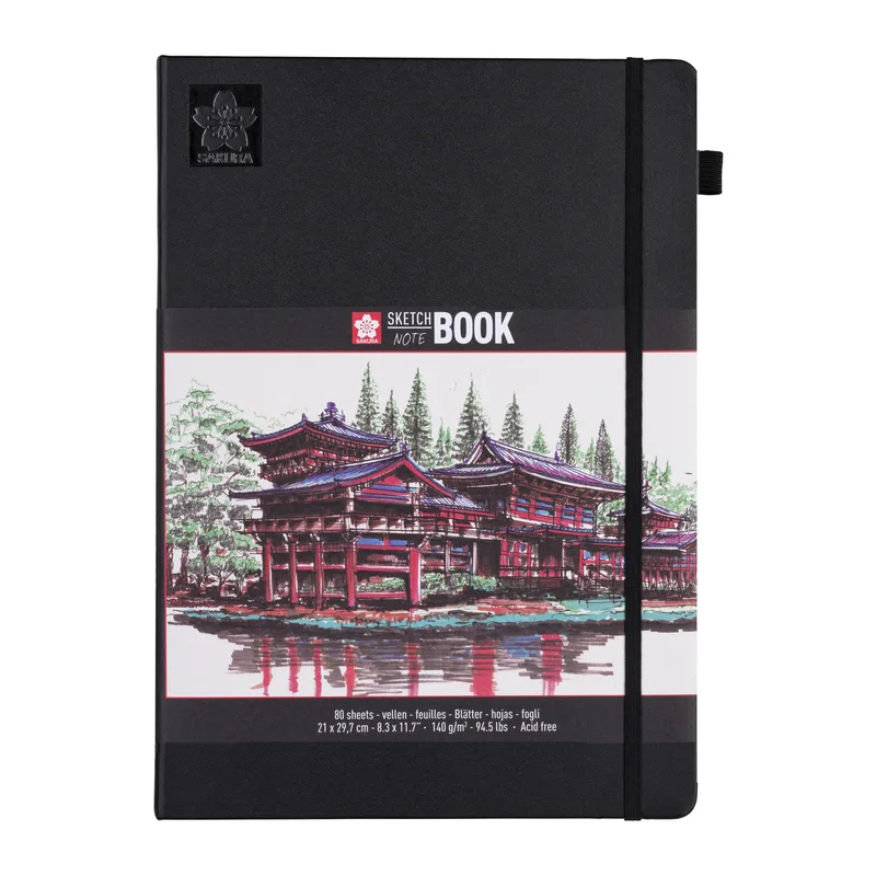 Schetsboek sakura 80 witte vellen 210x297mm zwart | 5 stuks by Sakura – product photo