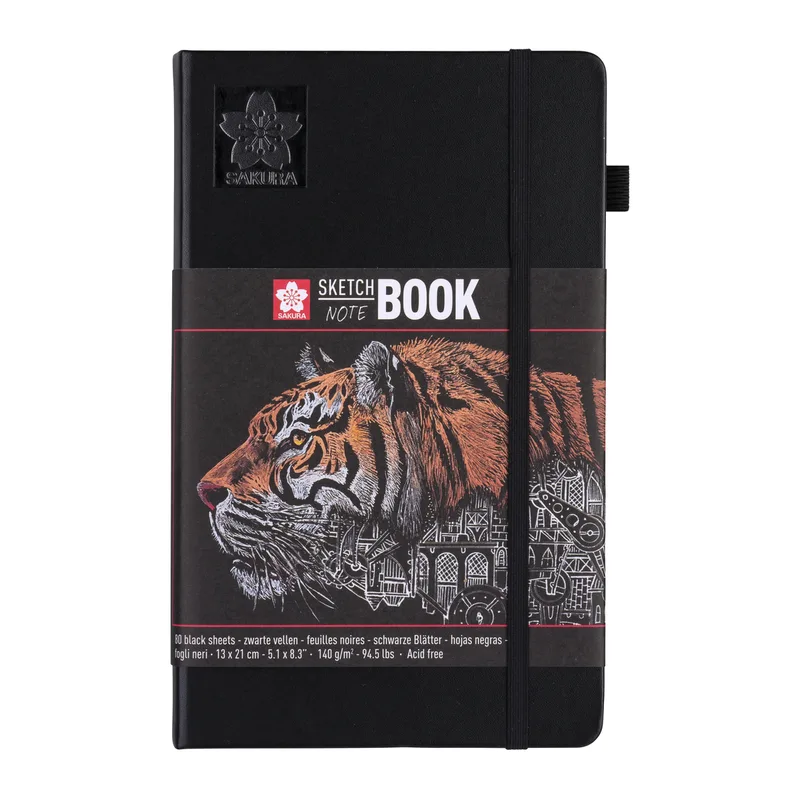 Schetsboek sakura 80 zwarte vellen 130x210mm zwart | 5 stuks by Sakura – product photo