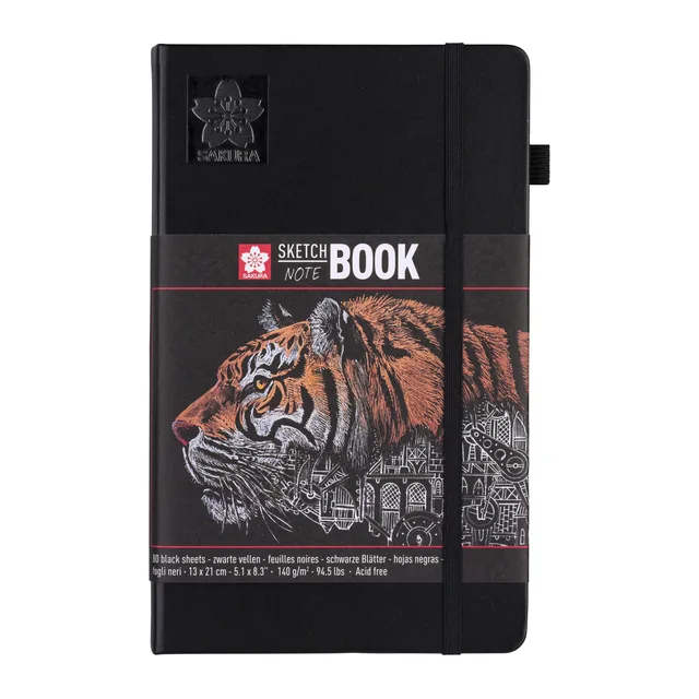 Schetsboek Sakura 80 zwarte vellen 140gr 130x210mm zwart
