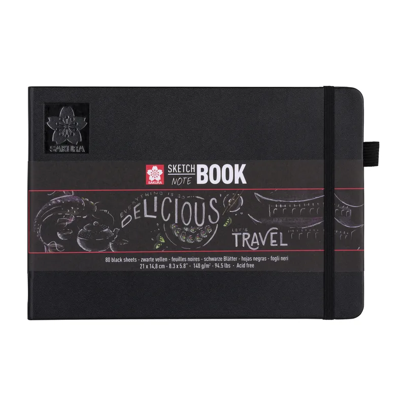 Schetsboek sakura 80 zwarte vellen 210x148mm zwart | 5 stuks fra Sakura – produktbillede