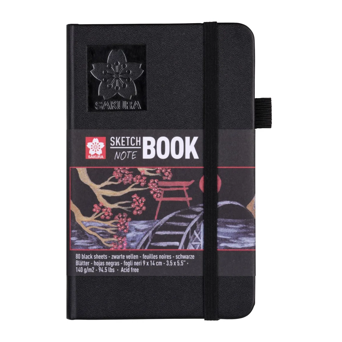Schetsboek sakura 80 zwarte vellen 90x140mm | 5 stuks van Sakura in Zwart – productfoto