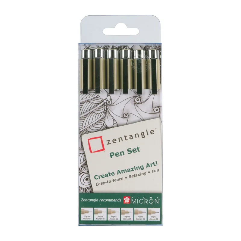 Tekenset sakura zentangle set 6 pennen zwart | 5 stuks de Sakura – photo produit