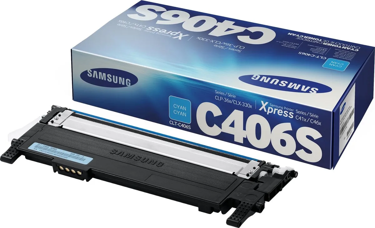 CLT-C406S/ELS toner standard capacity 1.000 paginas 1-pack van Samsung in Cyaan – productfoto