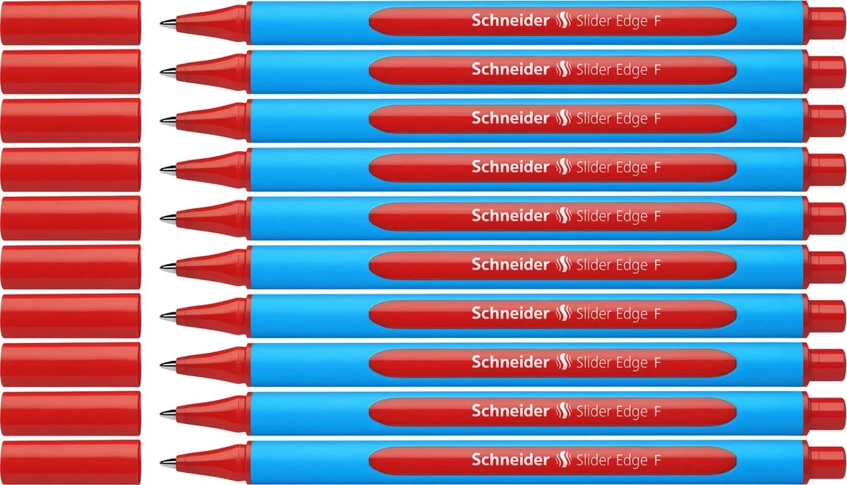 balpen - Slider Edge - F - rood - 10 stuks - S-152002-10 van Schneider in Balpen Schneider Slider Edge F rood doos 10 stuks – productfoto