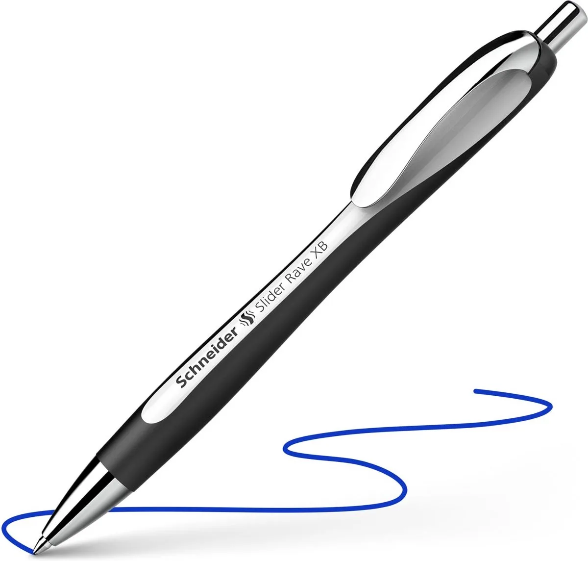 balpen Slider Rave, extra breed, blauwe inkt, wit/zwart 5 stuks de Schneider en Bleu – photo produit