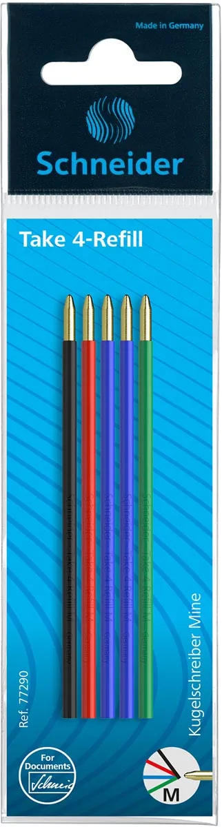 balpenvulling Take 4, geassorteerde kleuren, etui van 5 stuks by Schneider – product photo