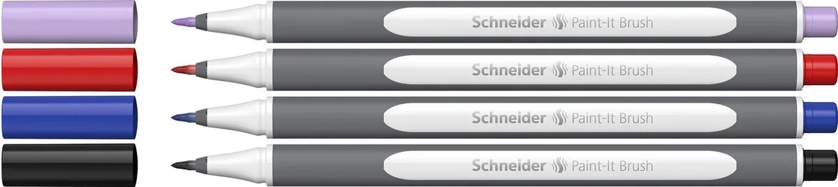 brushpen - Paint-It 070 - etui 4 stuks - S-ML07010501 van Schneider in Assorti 4 kleuren – productfoto