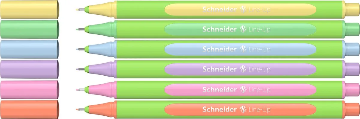 fineliner - Line-Up – lijnbreedte 0,4mm - pastel - 5+1 gratis - S-191085 van Schneider in Pastel assorti – productfoto