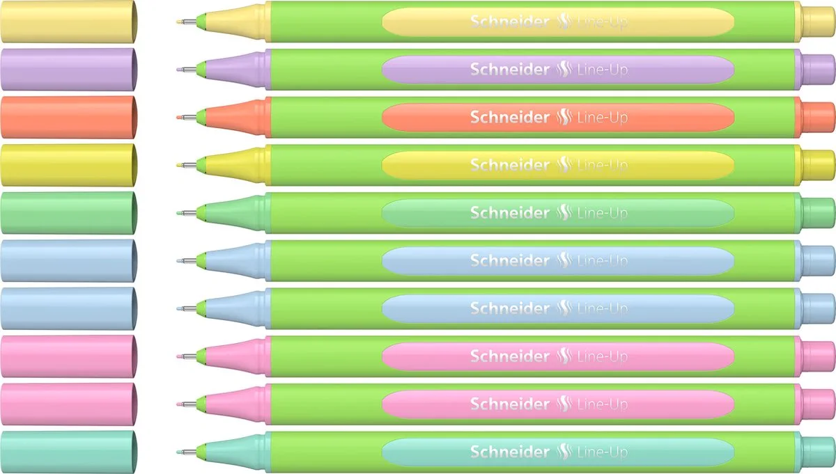 fineliner - Line-Up – lijnbreedte 0,4mm - pastel - doosje 10 stuks - S-191090 by Schneider in Pastel assorti 10 stuks – product photo