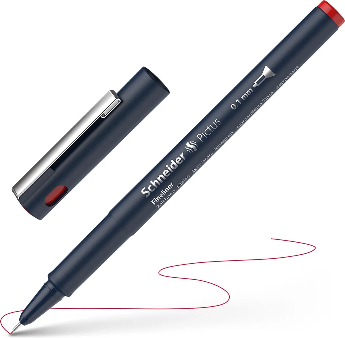 fineliner - Pictus - lijnbreedte 0,1mm - rood - S-197102 fra Schneider i Rood 0.1 mm – produktbillede