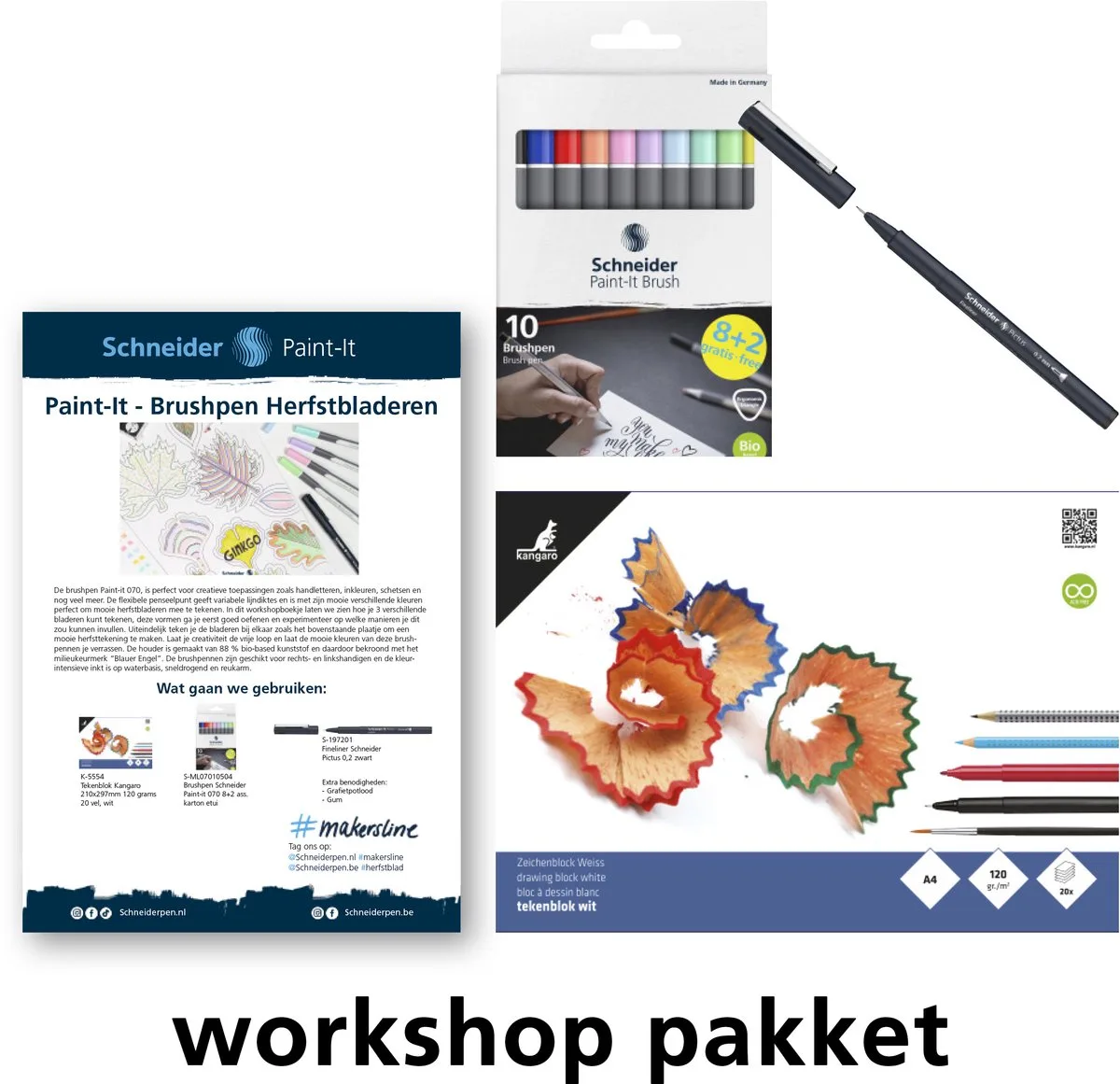 fineliner - workshop herfstblad - inclusief toebehoren - DOC-WS-PAK-SP3 van Schneider in Assorti fineliners – productfoto