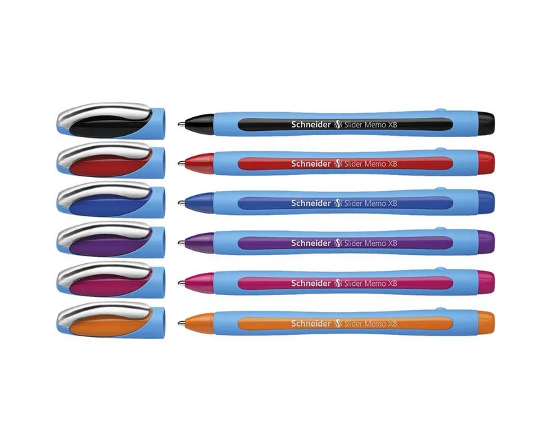 Kugelschreiber Slider Memo XB 150296, (6-tlg), im Etui, Strichbreite: 0,7 mm de Schneider en Bleu, Multicolore, Violet, Rouge, Noir – photo produit