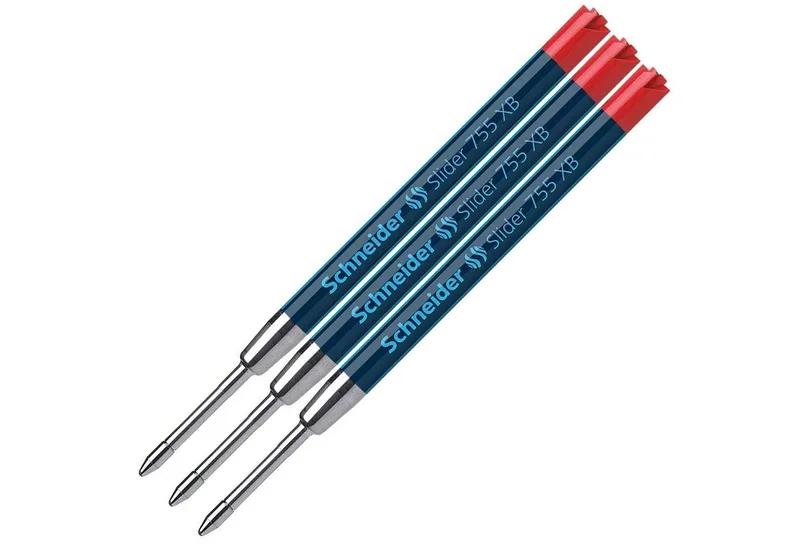 Kugelschreibermine SCHNEIDER Kugelschreiber Mine Slider 755 XB rot, Blisterkarte mit 3 St de Schneider – photo produit