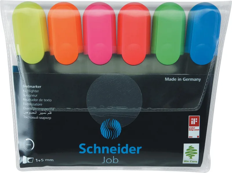 markeerstift Job 150, etui van 6 stuks in geassorteerde kleuren by Schneider – product photo