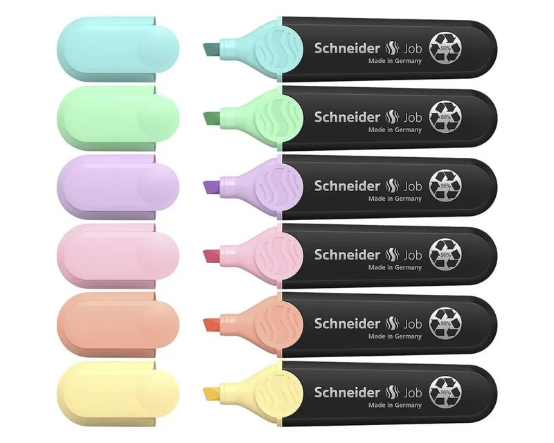 Marker Job Pastell, (6-tlg), Textmarker in Pastellfarben, im Kunststoffetui de Schneider en Multicolore – photo produit