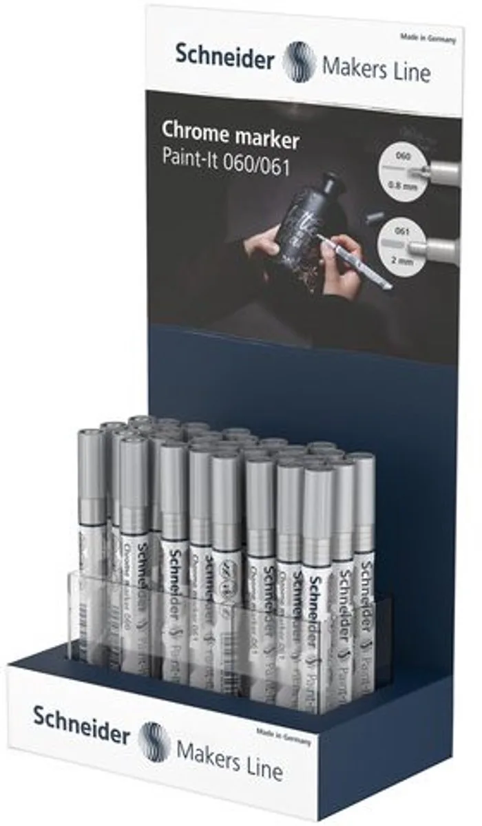 marker Schneider Paint-it 060/061 display 30 stuks 0.8 en 2 mm van Schneider in Chroom – productfoto