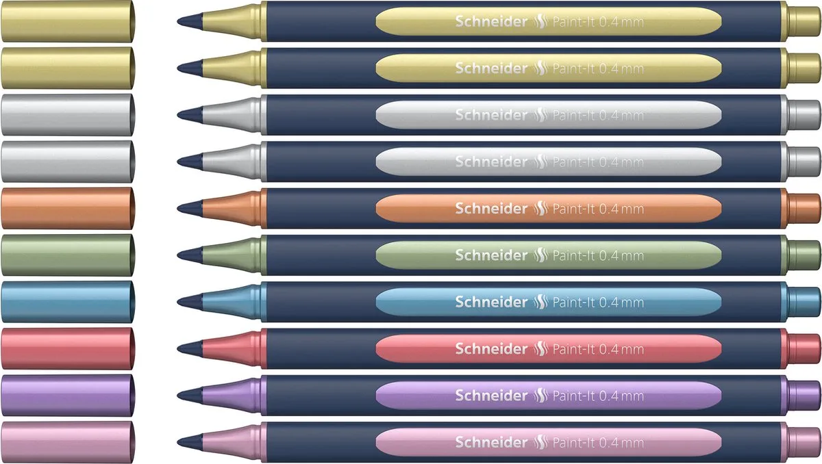 Paint-It 050 - rollerball metallic - 0.4mm - 10 stuks - S-ML05011503 van Schneider in Zwart, Metallic – productfoto