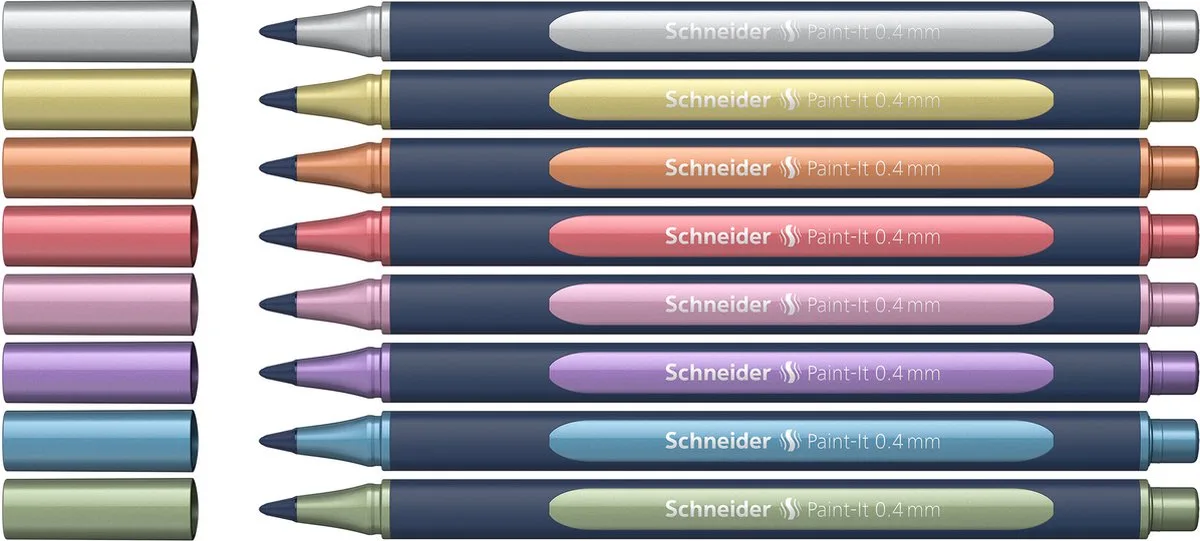 rollerball metallic - Paint-It 050 - lijnbreedte 0.4mm - 8 stuks - S-ML05011502 de Schneider en Noir, Metallic – photo produit
