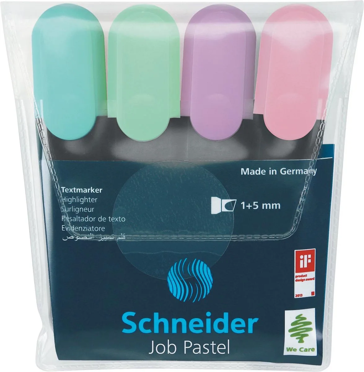 tekstmarker Schneider Job 150 etui a 4 stuks doos met 10 stuks van Schneider in Assorti – productfoto
