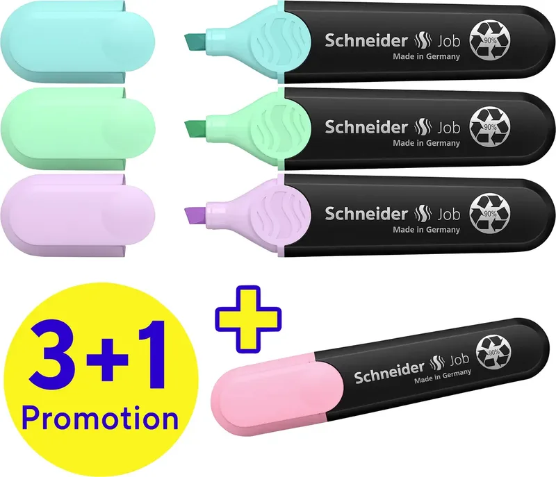 Textmarker Textmarker Job pastel 4er Etui sortiert, 3+1 Aktion 115074 4 St. by Schneider – product photo
