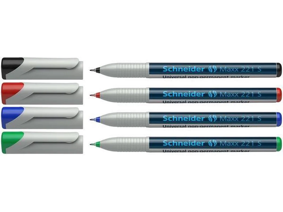 universele non-permanent marker - Maxx 221 - S - 4 stuks assorti - S-112594 van Schneider in Meerkleurig – productfoto