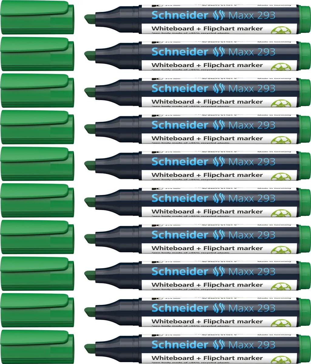 whiteboardmarker - Maxx 293 - beitelpunt - 10 stuks - voor whiteboard en flipover - S-129304-10 von Schneider in Grün – Produktfoto