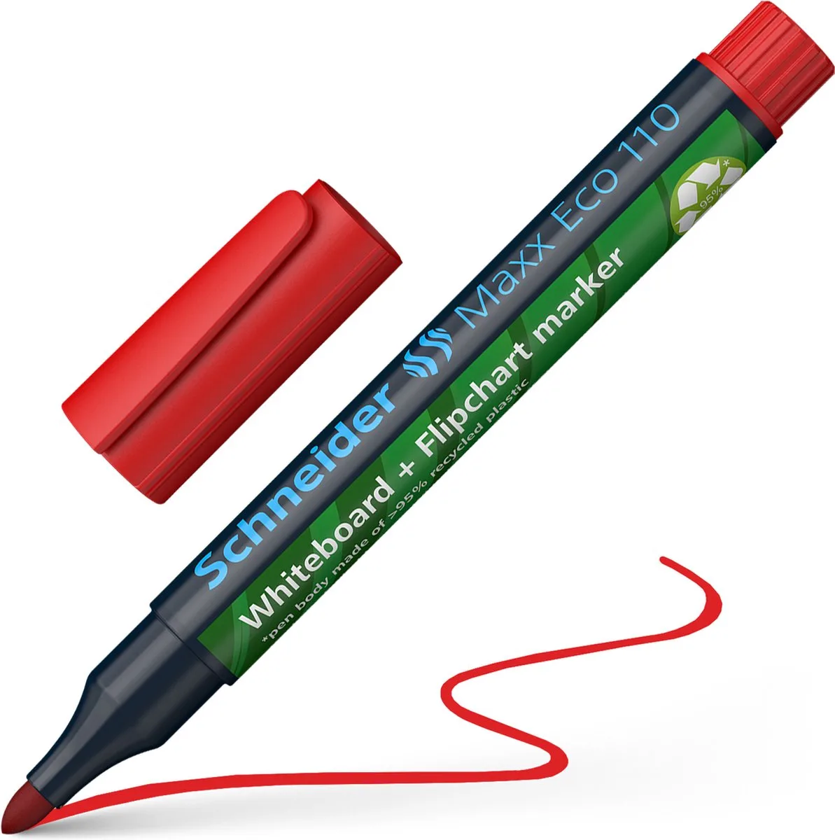 whiteboardmarker - Maxx Eco 110 - ronde punt - voor whiteboard en flipover - navulbaar - S-111002 från Schneider i Röd – produktbild