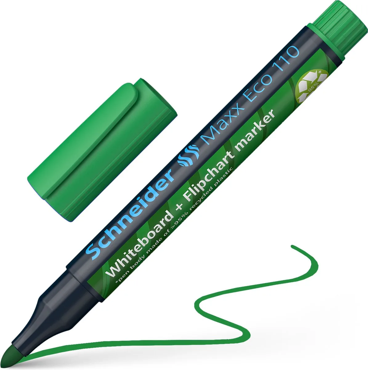 whiteboardmarker - Maxx Eco 110 - ronde punt - voor whiteboard en flipover - navulbaar - S-111004 by Schneider in Green – product photo