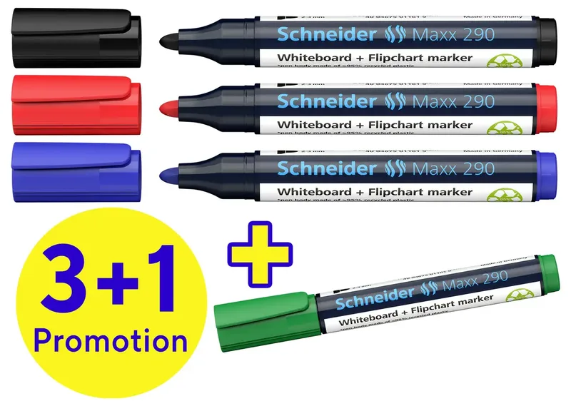 Whiteboardmarker Schneider Maxx 290 rond 2-3mm assorti 3+1 gratis by Schneider – product photo 2 of 2