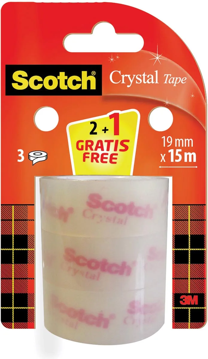 Crystal tape, 19 mm x 15 m,2 rollen + 1 gratis by Scotch – product photo